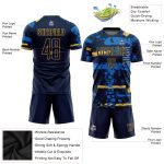 Custom Navy and Gold Soccer Jersey - Sublimation Design Soccer Uniform Custom Navy Navy-Gold Sublimation Soccer Uniform Jersey