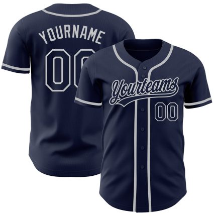 Custom Navy-Gray Authentic Baseball Jersey for Men Style 7263 Custom Navy Navy-Gray Authentic Baseball Jersey Style 7263