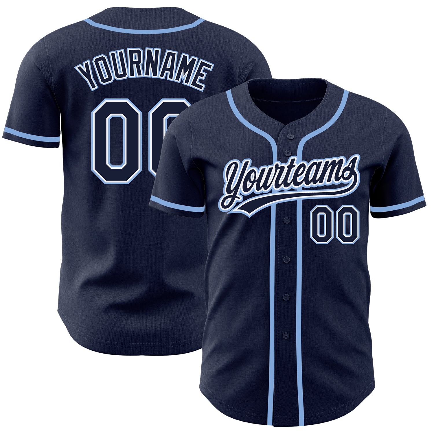 Custom Navy Light Blue Baseball Jersey - Authentic Design for Fans Custom Navy Navy-Light Blue Authentic Baseball Jersey