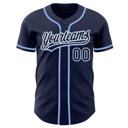 Custom Navy Light Blue Baseball Jersey - Authentic Design for Fans Custom Navy Navy-Light Blue Authentic Baseball Jersey