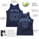 Custom Navy Light Blue Basketball Jersey - Authentic Throwback Design Custom Navy Navy-Light Blue Authentic Throwback Basketball