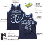 Custom Navy Light Blue Basketball Jersey Authentic Throwback Style 8123 Custom Navy Navy-Light Blue Authentic Throwback Basketball