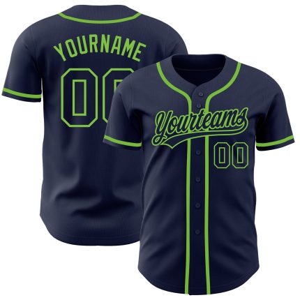 Custom Navy Neon Green Baseball Jersey - Authentic Design, Perfect for Fans Custom Navy Navy-Neon Green Authentic Baseball