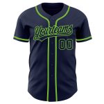 Custom Navy Neon Green Baseball Jersey - Authentic Design, Perfect for Fans Custom Navy Navy-Neon Green Authentic Baseball
