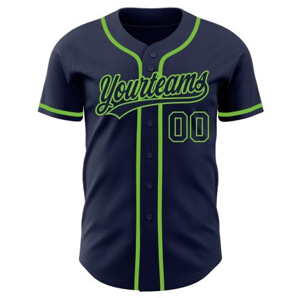 Custom Navy Neon Green Baseball Jersey - Authentic Design, Perfect for Fans Custom Navy Navy-Neon Green Authentic Baseball