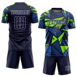 Custom Navy and Neon Green Soccer Uniform Jersey - Sublimation Print Custom Navy Navy-Neon Green Sublimation Soccer Uniform