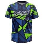 Custom Navy Neon Green Unisex Two-Button Softball Jersey for Men and Women Custom Navy Navy-Neon Green Two-Button Unisex