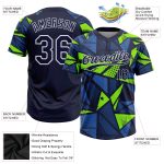 Custom Navy Neon Green Unisex Two-Button Softball Jersey for Men and Women Custom Navy Navy-Neon Green Two-Button Unisex