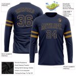 Custom Navy Salute to Service Long Sleeve Performance T-Shirt - Navy Old Gold Custom Navy Navy-Old Gold Long Sleeve Performance