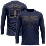 Custom Navy Salute to Service Long Sleeve Performance T-Shirt - Navy Old Gold Custom Navy Navy-Old Gold Long Sleeve Performance