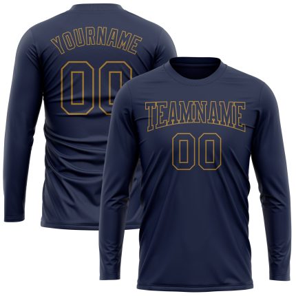 Custom Navy Salute to Service Long Sleeve Performance T-Shirt - Navy Old Gold Custom Navy Navy-Old Gold Long Sleeve Performance