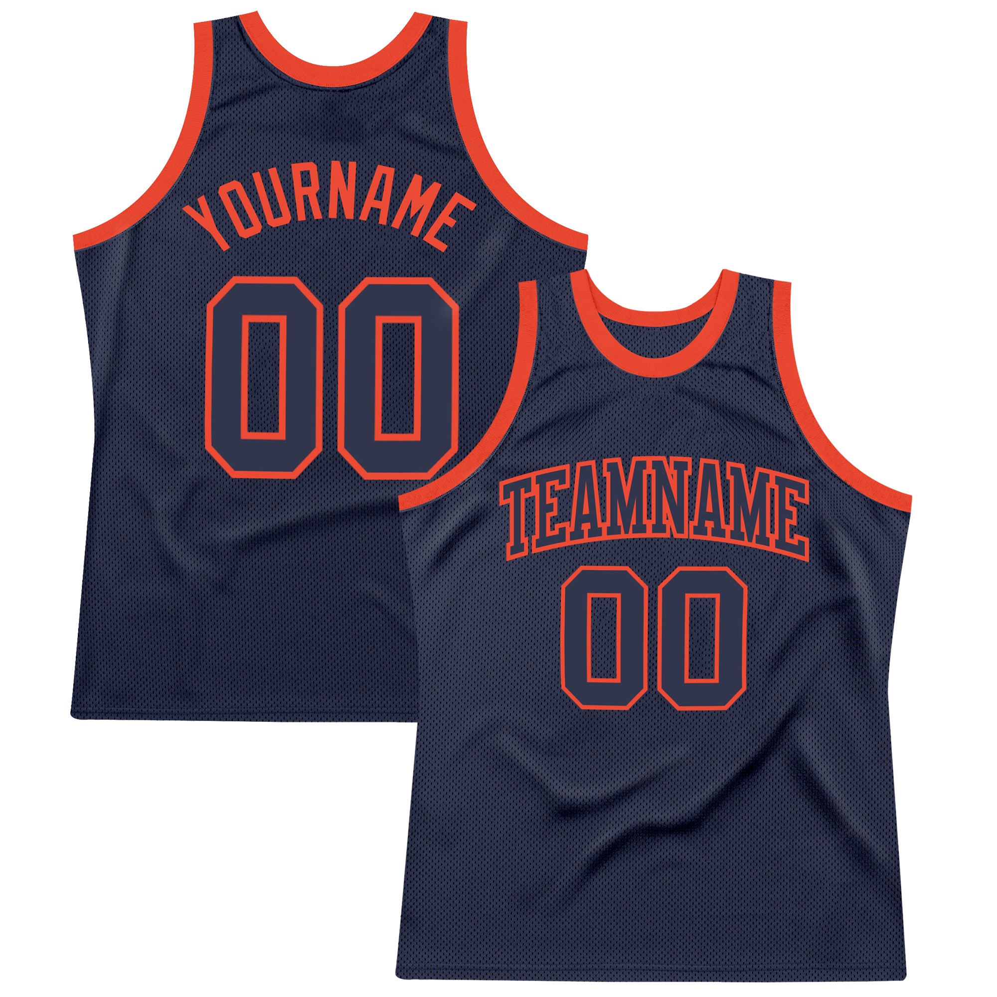 Custom Navy Orange Basketball Jersey - Authentic Throwback Design for Fans Custom Navy Navy-Orange Authentic Throwback Basketball