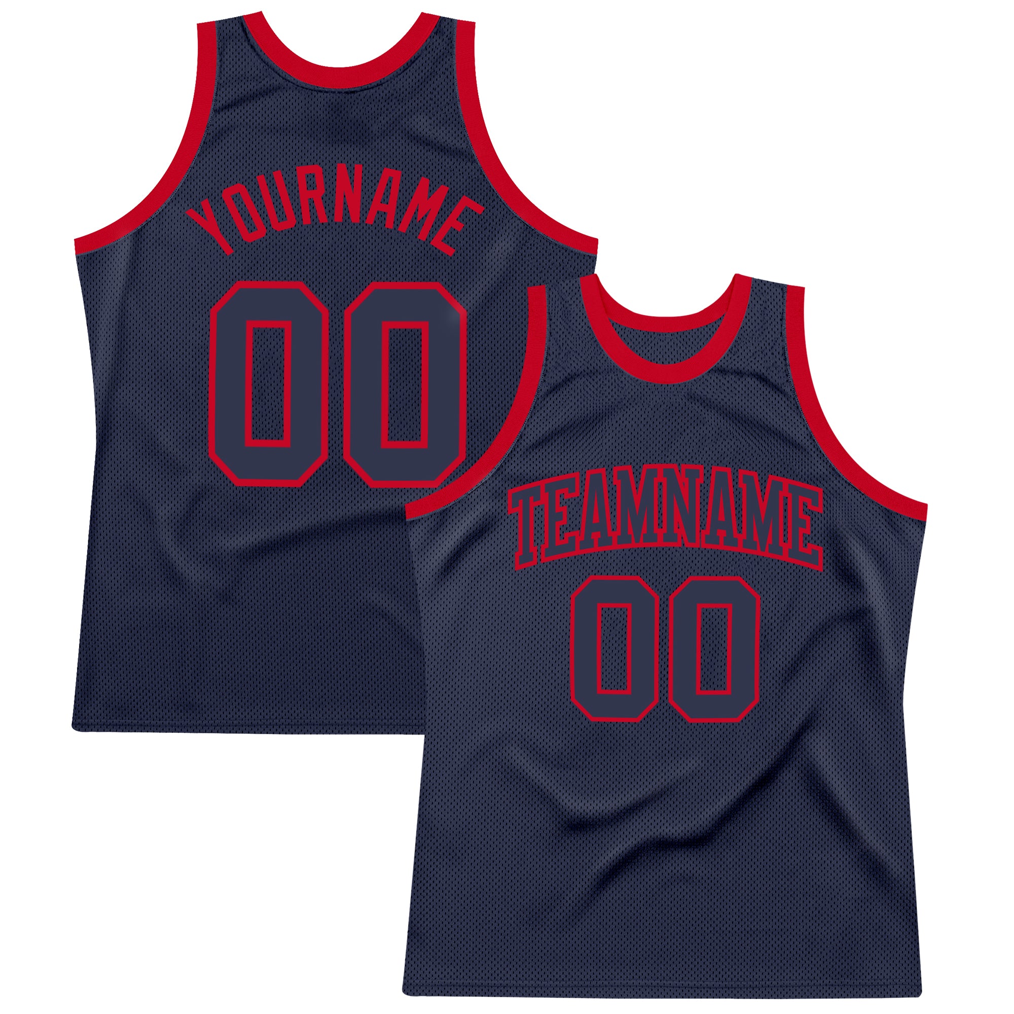 Navy-Red Custom Authentic Throwback Basketball Jersey - Personalized Team Apparel Custom Navy Navy-Red Authentic Throwback