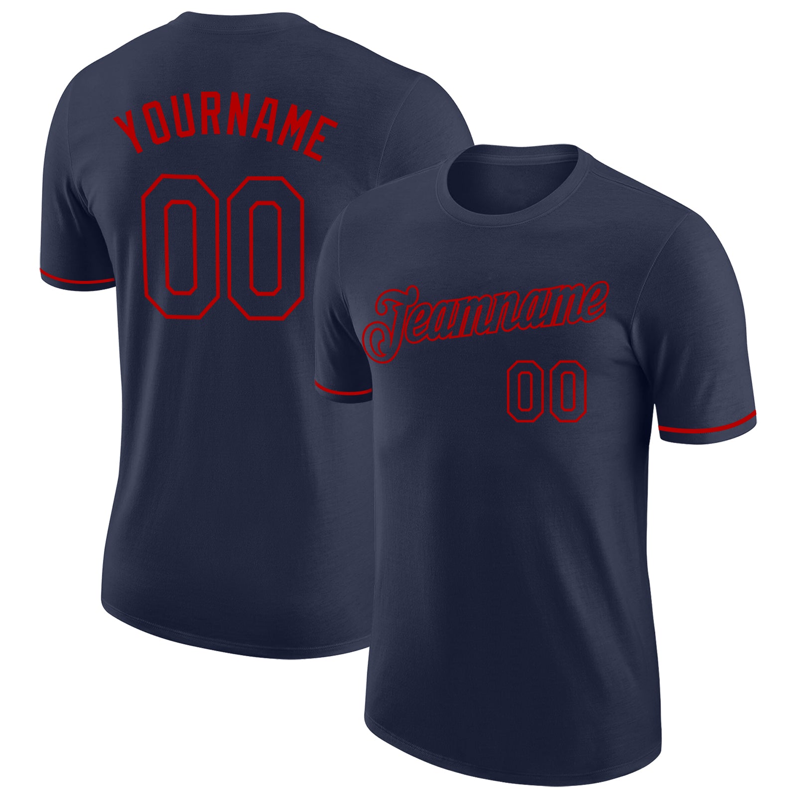 Custom Navy Red Performance T-Shirt for Men - Style 8333 - Breathable Activewear Custom Navy Navy-Red Performance T-Shirt