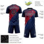 Custom Navy Red Soccer Jersey Sublimation Uniform for Teams and Players Custom Navy Navy-Red Sublimation Soccer Uniform Jersey