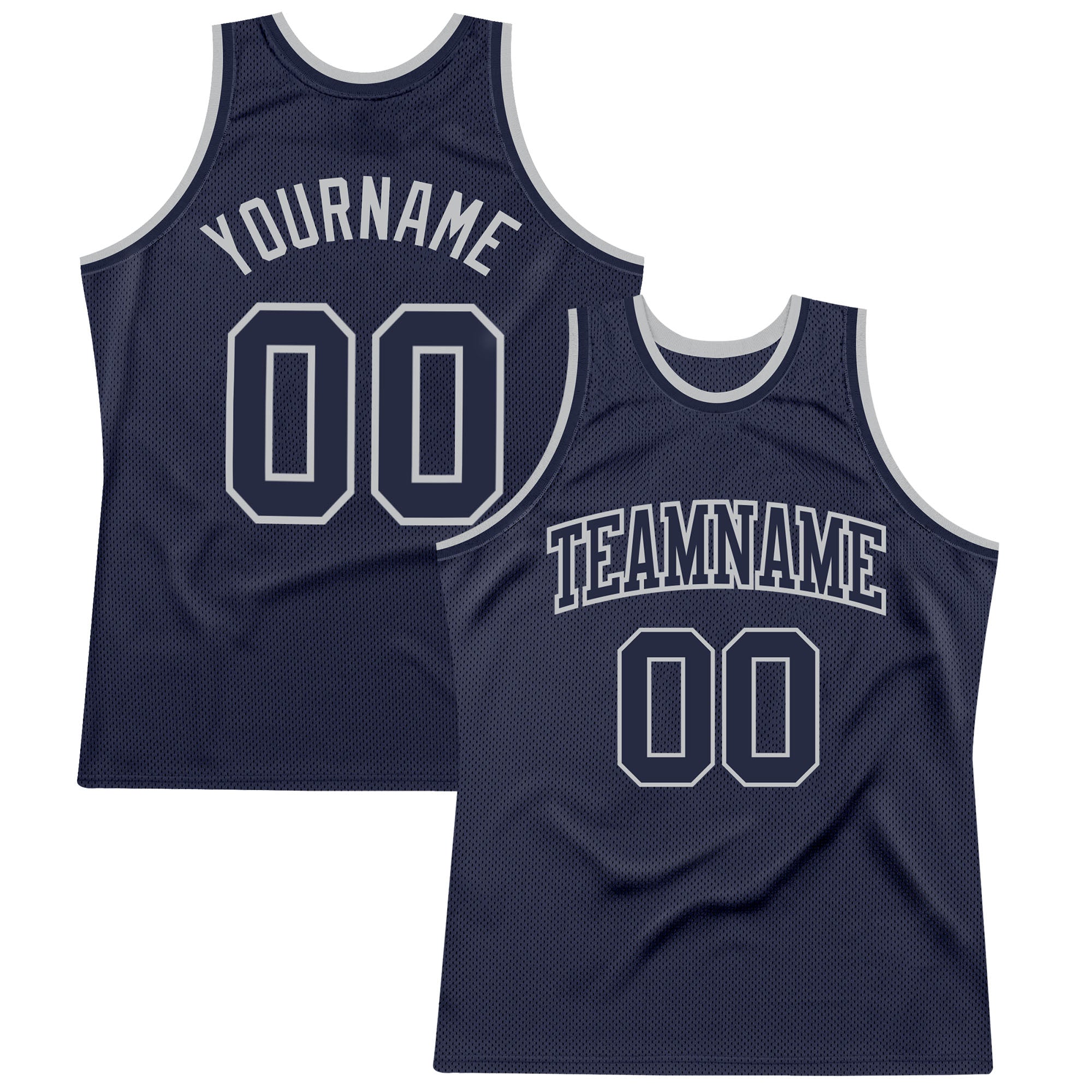Custom Navy and Silver Gray Authentic Throwback Basketball Jersey Custom Navy Navy-Silver Gray Authentic Throwback Basketball