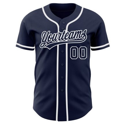Custom Navy White Baseball Jersey - Authentic Design for Team Spirit and Style Custom Navy Navy-White Authentic Baseball