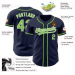 Custom Navy Neon Green White Baseball Jersey Authentic Style 8318 Custom Navy Neon Green-White Authentic Baseball Jersey