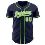 Custom Navy Neon Green White Baseball Jersey Authentic Style 8318 Custom Navy Neon Green-White Authentic Baseball Jersey