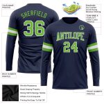 Custom Navy Neon Green White Performance T-Shirt Long Sleeve Salute To Service Custom Navy Neon Green-White Long Sleeve Performance