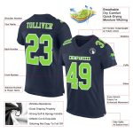 Custom Navy Neon Green White Authentic Football Jersey Mesh Design Custom Navy Neon Green-White Mesh Authentic Football Jersey