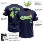 Custom Neon Green-White Two-Button Unisex Softball Jersey in Navy Custom Navy Neon Green-White Two-Button Unisex Softball
