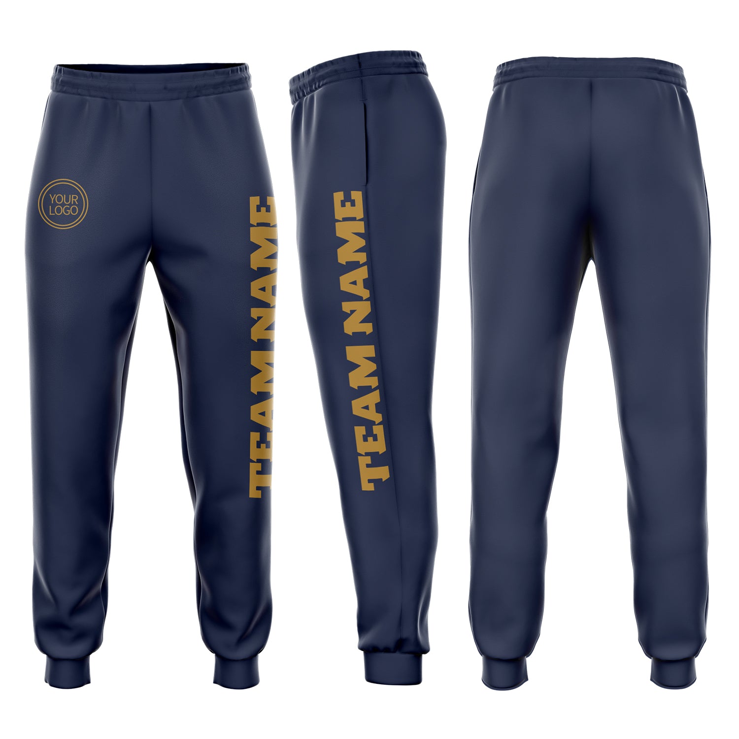 Navy Gold Custom Fleece Jogger Pants for Men and Women - Comfortable Sweatpants Custom Navy Old Gold Fleece Jogger Sweatpants
