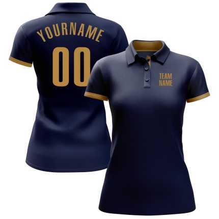 Navy Performance Golf Polo Shirt - Custom Old Gold Design for Men Custom Navy Old Gold Performance Golf Polo Shirt