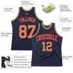 Navy Red Old Gold Custom Basketball Jersey - Authentic Throwback Jersey Custom Navy Old Gold-Red Authentic Throwback Basketball