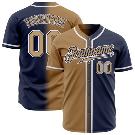 Custom Navy Gold White Authentic Fade Baseball Jersey for Men Custom Navy Old Gold-White Authentic Fade Fashion Baseball