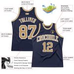 Custom Navy Gold White Authentic Basketball Jersey - Throwback Style Custom Navy Old Gold-White Authentic Throwback Basketball