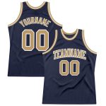 Custom Navy Gold White Authentic Basketball Jersey - Throwback Style Custom Navy Old Gold-White Authentic Throwback Basketball