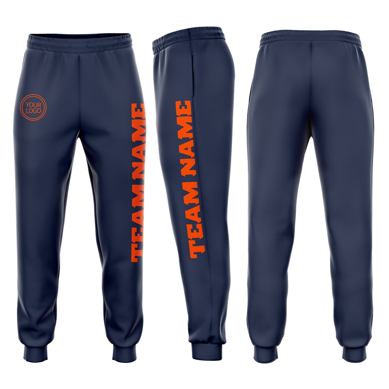 Navy Orange Custom Fleece Joggers for Men and Women - Comfortable Sweatpants Custom Navy Orange Fleece Jogger Sweatpants