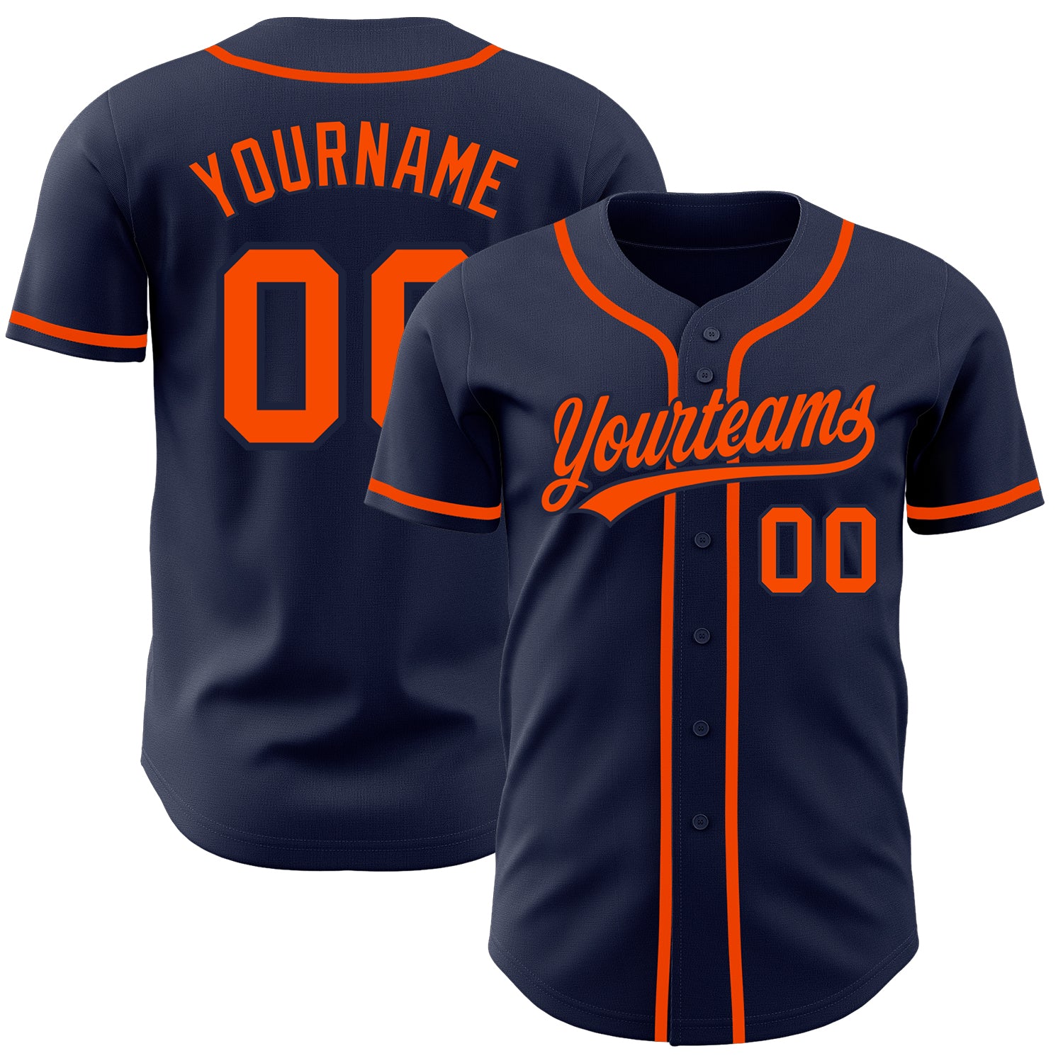 Custom Navy Orange Authentic Baseball Jersey - Personalized Team Apparel Custom Navy Orange-Navy Authentic Baseball Jersey