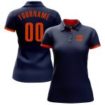 Custom Performance Golf Polo Shirt in Navy and Orange for Men Custom Navy Orange Performance Golf Polo Shirt