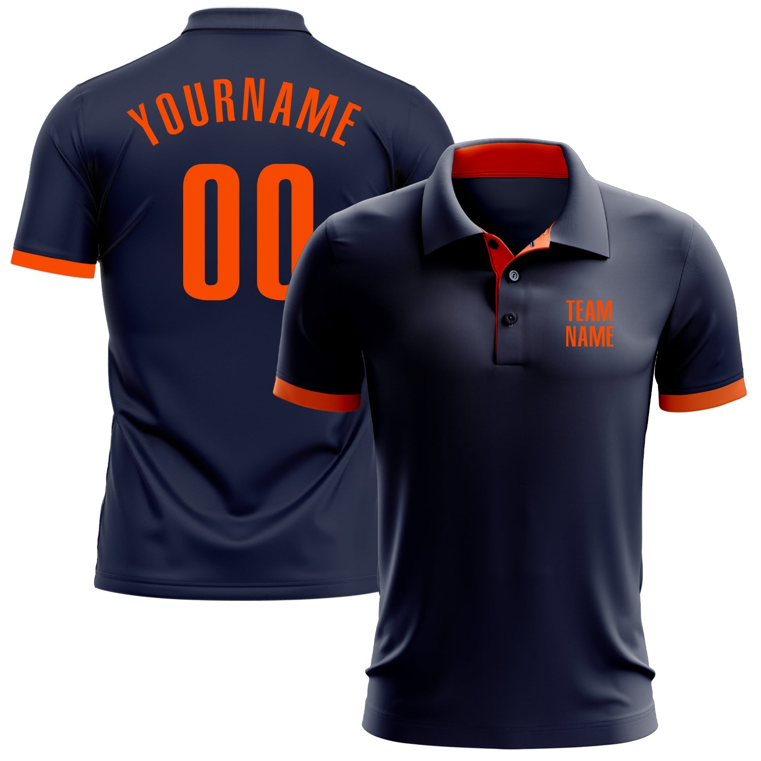 Custom Performance Golf Polo Shirt in Navy and Orange for Men Custom Navy Orange Performance Golf Polo Shirt