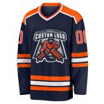 Navy Orange White Custom Hockey Jersey for Team Sports and Fans Custom Navy Orange-White Hockey Jersey