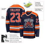 Navy Orange White Custom Hockey Jersey for Team Sports and Fans Custom Navy Orange-White Hockey Jersey
