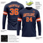 Navy Orange White Long Sleeve Performance Shirt | Custom Salute To Service T-Shirt Custom Navy Orange-White Long Sleeve Performance