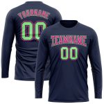 Navy Performance T-Shirt Salute To Service Long Sleeve Green-Pink Custom Design Custom Navy Pea Green-Pink Long Sleeve Performance