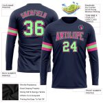 Navy Performance T-Shirt Salute To Service Long Sleeve Green-Pink Custom Design Custom Navy Pea Green-Pink Long Sleeve Performance
