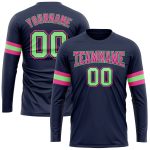 Navy Performance T-Shirt Salute To Service Long Sleeve Green-Pink Custom Design Custom Navy Pea Green-Pink Long Sleeve Performance