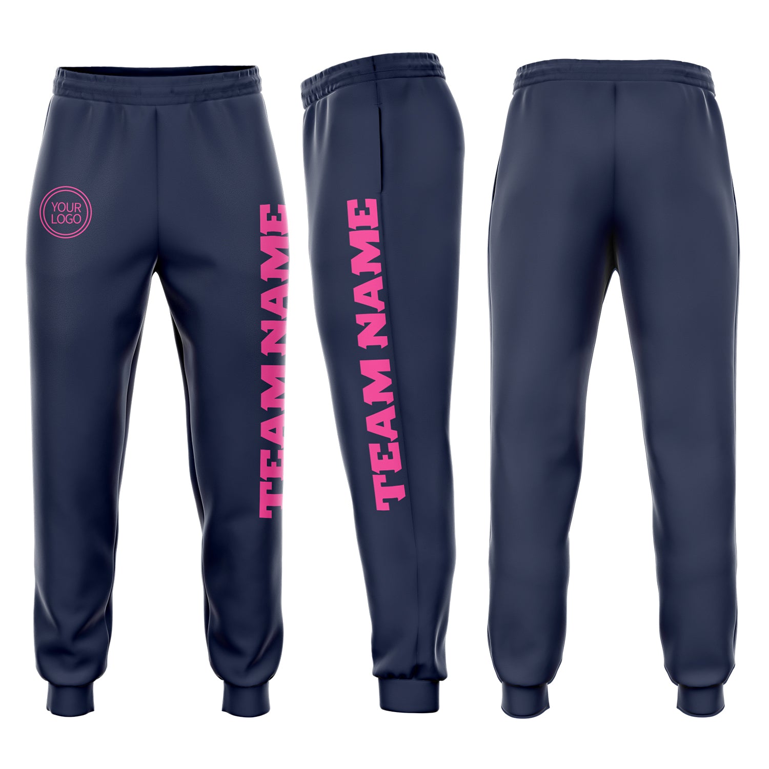 Navy Pink Custom Fleece Joggers for Women - Cozy Sweatpants for Casual Wear Custom Navy Pink Fleece Jogger Sweatpants
