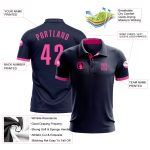 Navy Pink Performance Golf Polo Shirt - Customizable Mens Athletic Wear Custom Navy Pink Performance Golf Polo Shirt