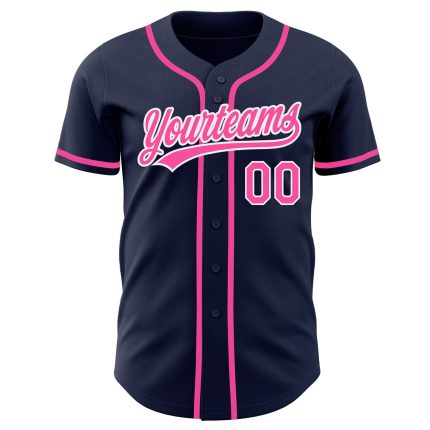 Authentic Custom Baseball Jersey - Navy Pink White Design for Fans Custom Navy Pink-White Authentic Baseball Jersey