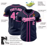 Authentic Custom Baseball Jersey - Navy Pink White Design for Fans Custom Navy Pink-White Authentic Baseball Jersey