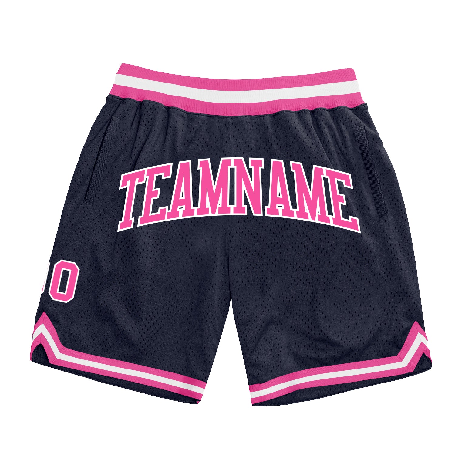 Navy Pink White Custom Authentic Basketball Shorts - Throwback Style Custom Navy Pink-White Authentic Throwback Basketball