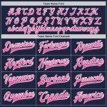Navy Pink White Two Tone Varsity Letterman Bomber Jacket Full-Snap Custom Custom Navy Pink-White Bomber Full-Snap Varsity