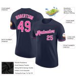 Custom Performance T-Shirt in Navy with Pink and White - Lightweight Activewear for Men and Women Custom Navy Pink-White
