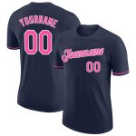 Custom Performance T-Shirt in Navy with Pink and White - Lightweight Activewear for Men and Women Custom Navy Pink-White
